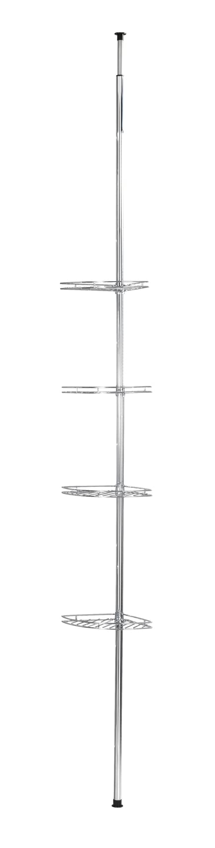 Wenko 18596100 Telescopic Shower Corner Element Prea 4 Storage Baskets, Metal Stainless Steel, 28 x 56275 x 20 cm, Shiny