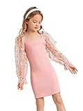 WDIRARA Girl's Sheer Mesh Flounce Long Sleeve