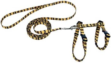 Coastal – Styles – Figure H Fashion Adjustable Cat Harness and Leash Combo, Tiger, 3/8″ x 10″-18″