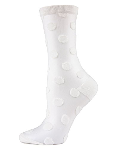 MeMoi Women's Polka Dot See-Through Cotton Blend Crew Sock