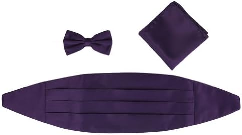 Plum Cummerbund, Bowtie, Pocket Square Set