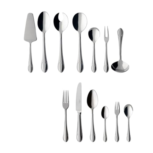 Villeroy & Boch - Mademoiselle Tafelbesteck, Besteckset 68 teilig, Spuelmaschinenfest, Rostfrei, Besteck 12 Personen, Besteckset 12 Personen, Essbesteck Set, Messer, Gabel, Loeffel, Edelstahl