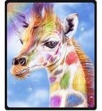 Colorful Giraffe Fleece Plush Blanket 50" x 60" (Medium) Unique Design