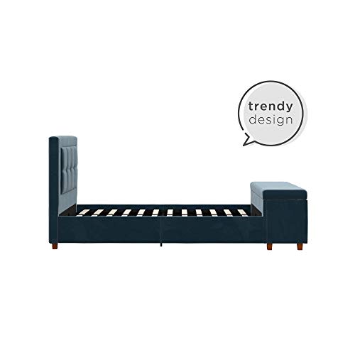 DHP Davina Upholstered Bed with Storage Chest for Kids, Twin Size, Blue