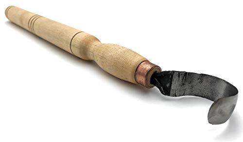 Wood Carving Hook Knife - Long Handle 12". Spoon Carving Tool for Spoons, Bowls, kuksa and Cups carvings - Basic Crooked Knife for Professional Spoon Carvers and Beginners by STAMESKY.