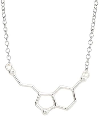 New Fashion Necklaces Silver Alloy Serotonin Molecule Pendant Necklace for Women With Long Chain Party Gifts
