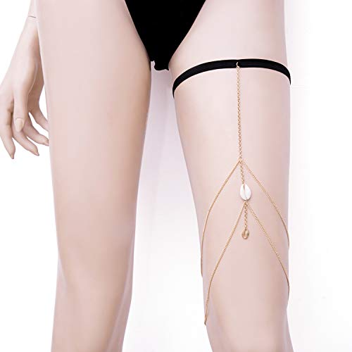 YouU-Catene-per-Gambe-sexy-Ciondolo-a-conchiglia-Cinturino-a-Vita-Cinturino-a-Catena-Incrociata-Gioielli-Bikini-Vintage-Coscia-Catene-a-Catena-con-Scatola-di-immagazzinaggio