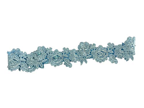 YuRong Wedding Flower Garter Bridal Pearls Garter Bridal Garter G07 (Blue)