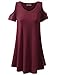 URBANCLEO Womens Off The Shoulder Elong Tunic Top Mini T-Shirt Dress BRGNDY, XL