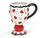 Adorable Ladybug Cappuccino Coffee Mug With Ladybugs And Swirls