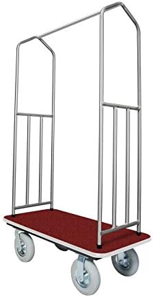 Stainless Steel Bellman's Cart with Red Deck