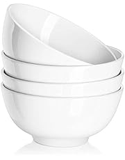 DOWAN Ceramic Soup Bowls, Cereal Bowl, 22 Ounce Bowls Set, Chip Resistant, Dishwasher & Microwave Safe, Porcelain Bowls for Kitchen, White Bowls for Cereal Soup Rice Pasta Salad Oatmeal, Set of 4