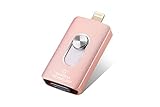 128GB iPhone USB Flash Drive, iOS Memory Stick, iPad External Storage Expansion for iOS Android PC Laptops (Gold) (Rose Gold)