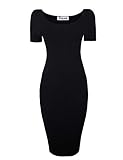 Tom's Ware Women's Sweetheart Short Sleeve Midi Dress TWCWD053-D065-BLACK-US L