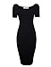 TAM WARE Women's Sweetheart Short Sleeve Midi Dress TWCWD053-D065-BLACK-US L