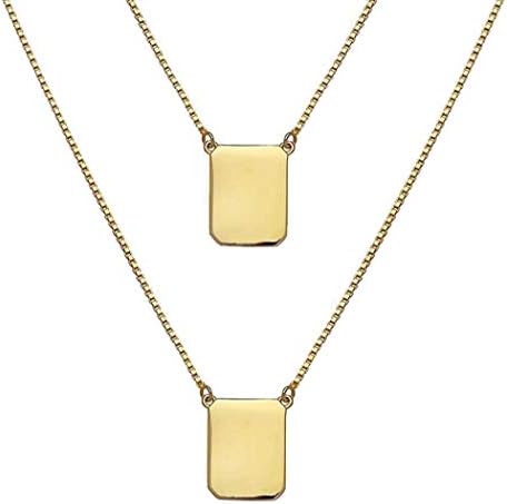 SEVEN50 26'' Chrome IP Gold Plated 2mm Wide Double Plates Scapular Necklace | Religious and Fashion for Men and Women in Stainless Steel with Gift Box