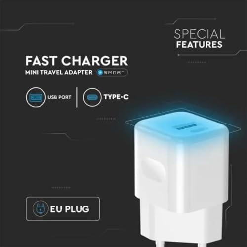 Cargador Rápido 20W USB-C para iPhone Samsung - Mini Cargador Ultra Rápido para Smartphone - Doble Puerto USB Type C y USB A para iPhone 11/12 / 13/14 / Pro/MAX y S21 / S22
