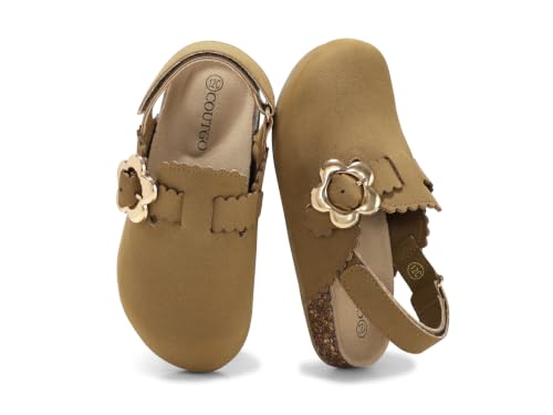 Coutgo Girls Dress Shoes Suede Clogs Cork Footbed Flower Slingback Mules at Amazon