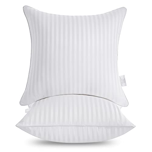 Photo 1 of Oubonun 16 x 16 Throw Pillow Inserts, Firm and Fluffy Decorative Square Pillows for Couch Bed Sofa with Soft Cotton Cover White Cushion with Down Alternative Pack of 2