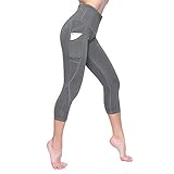 BLENDNEW High Waist Yoga Pants Tummy Control Workout Tights for Women, 4 Way Stretch Yoga Leggings with Pocket Design,Fashion Fit Running Yoga Pant(GR-17-M)