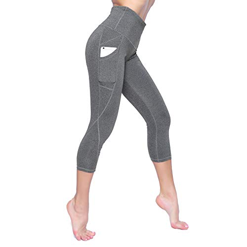 BLENDNEW High Waist Yoga Pants Tummy Control Workout Tights for Women, 4 Way Stretch Yoga Leggings with Pocket Design,Fashion Fit Running Yoga Pant(GR-17-M)