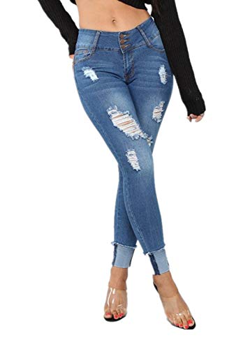 Women's Boyfriend Jeans Ripped Hole Distressed Stretchy Jeans Skinny Jeans