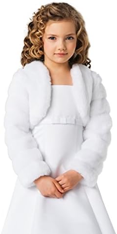 Lacey Bell Girls Communion Flower Girl Faux Fur Jacket Bolero CJ14