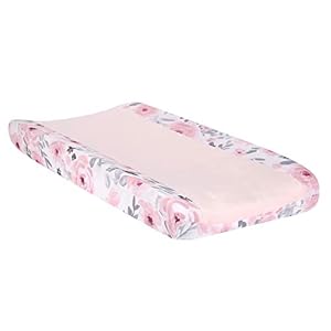 Bedtime Originals Blossom Watercolor Floral Changing Pad Cover – Pink/Gray