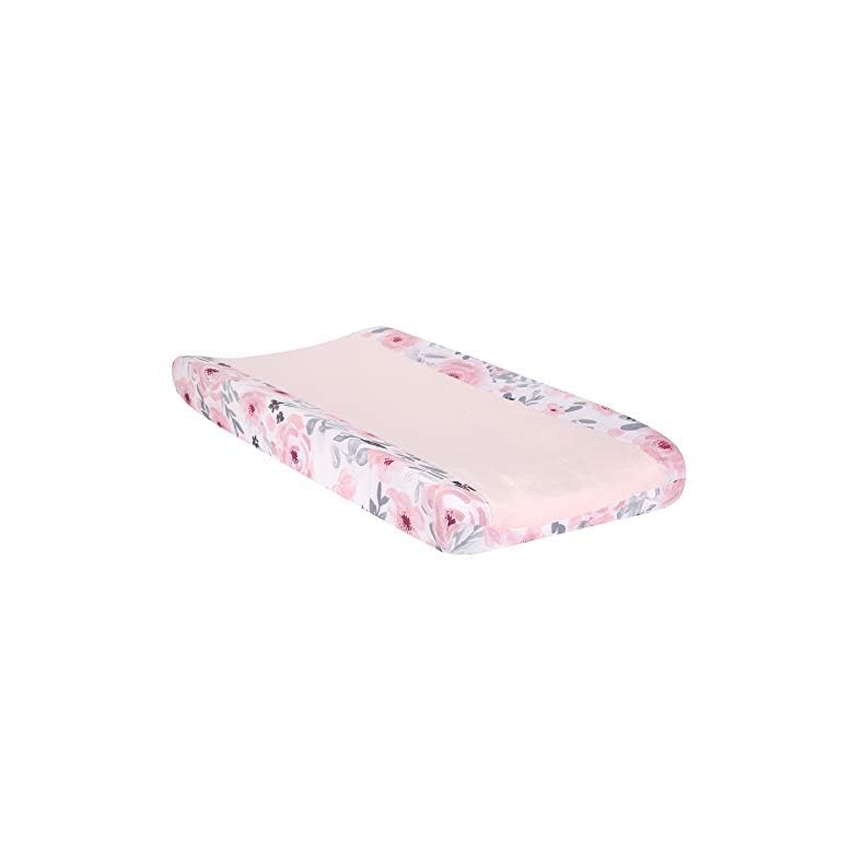 Bedtime Originals Blossom Watercolor Floral Changing Pad Cover – Pink/Gray