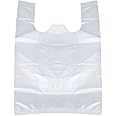 Lemecoo Plastic T-Shirt Bags with Handles,18.5 Inch x 11.8 Inch, 150 Pcs Clear Grocery Bags, Reusable Supermarket Shopping Bags