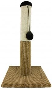 Kitty Pet Cat Sisal Scratch Post with Dangling Toy Multi-textured