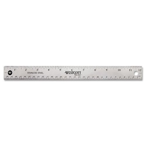 Westcott 10415 Stainless Steel Office Ruler With Non Slip Cork Base, 12"