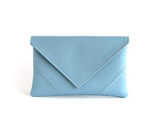 Amazon.com: Sky Blue Clutch Handbag Handmade Vegan Leather Clutch Bag