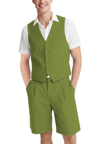UNINUKOO Men's Linen Vest and Shorts Set