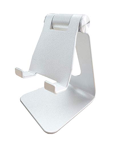 Phone Stand for Desk, Oternal Adjustable Phone Tablet Stand Holder Dock, Compatible with All Smart Phones and Tablet Display, iPhone X XS Max XR 8 7 6 6s Plus 5 iPad 2 3 4 Mini Samsung Huawei (Silver)