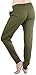 ToBeInStyle Women's Solid Print French Terry Jogger Pants (Large, Olive)