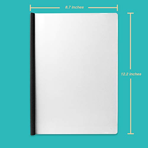 Binditek 40 Pack Clear Report Covers with Sliding Bars,Black,5mm