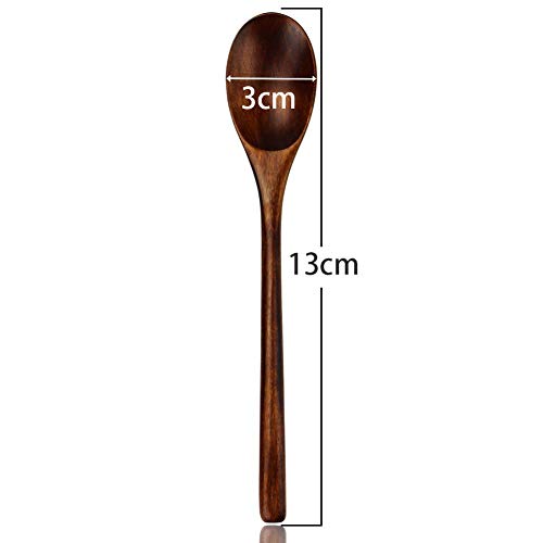 VGOODALL Handmade Wooden Spoon, 12PCS 13cm Small Wooden Serving Spoons Condiments Salt Spoons Honey Teaspoon Coffee Tea Sugar Salt Jam Mustard Ice Cream Spoons Wooden Cutlery