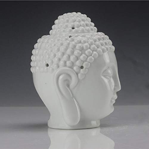 Singeek Buddha Head Ceramic Tea Light Holder,Essential Oil Burner Candle Aroma Diffuser For Spa Yoga Meditation (White)