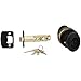 Amazon Basics Exterior Door Knob With Lock and Deadbolt, Oval Egg, Matte Black