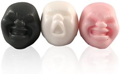 Human Face vent toys, stress ball squeeze face toys, Decompress Pressure relieve set of 3 pcs ( Black, White, Pink )