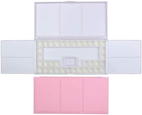 MEEDEN Travel Watercolour Case with Foldable Paint Palette, Porcelain Water Dish and 36 Removable Half Pans, Pink Colour