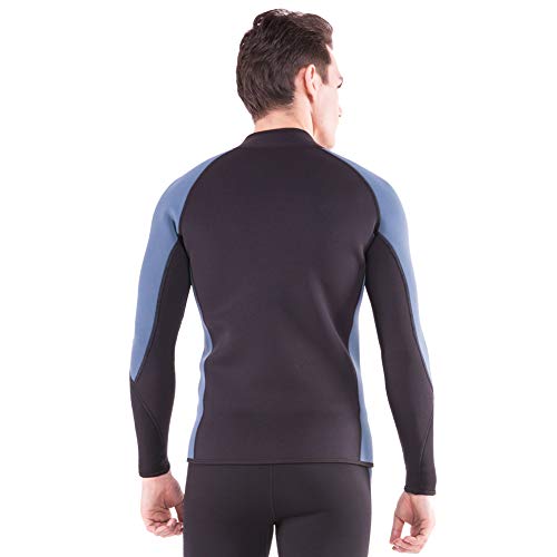 Flexel Men's Wetsuit Tops 2MM Neoprene Women Wetsuit Jacket Long Sleeves Front Zip Diving Top for Surfing Snorkeling Swimming Kayaking Canoeing (2mm Jacket Navy, X-Large) - Thumbnail 6