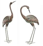 Heron Verdigris Finished Metal Garden Statuary (Set of 2)