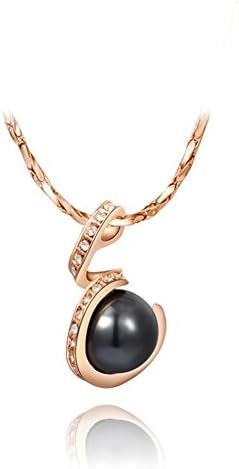 Bling Jewelry Women's Grey Pearl Pierced Necklaces Rose Gold/platinum Plated Swarovski Element Pendants (rose-gold-plated-base)