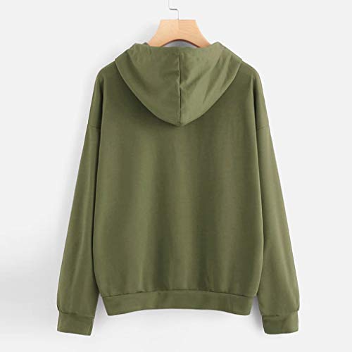 Sanyyanlsy Fall Winter Ladies Fashion Letter Print Long Sleeve Hoodie Tops Batik Sweatshirt Pullover T-Shirt for Women Army Green