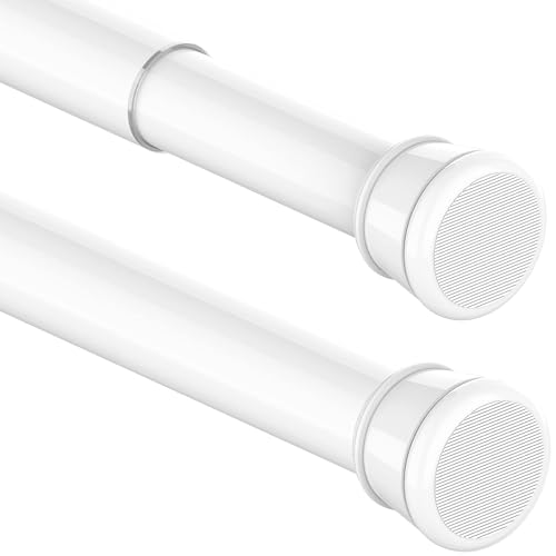 Shower Curtain Rod, 300 cm Length, No Drilling, Extendable Curtain Rod, Bathroom Bedroom Curtain Rod, White (85-270 cm, Φ32 mm)
