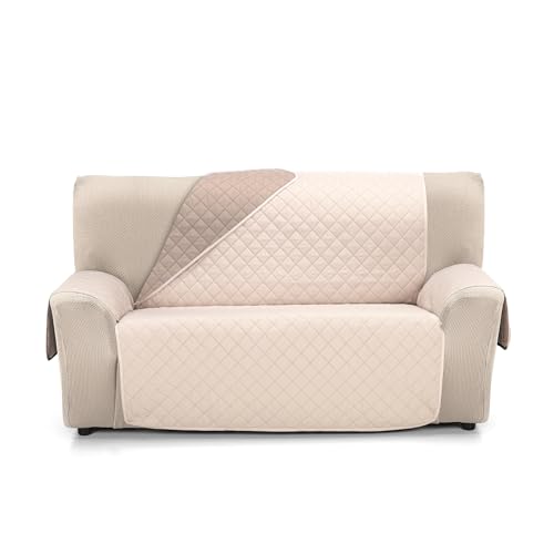 Martina Home Reversible Quilted Sofa Cover Amber 3 Seater XL Linen/Leather