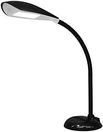 ANNAITE Flexible Gooseneck LED Desk Lamp Eye-Care Table Lamp ,Touch Switch Bedside Reading Light,3-Level Dimmer&amp;3 Color Modes, with Yellow Light - Black