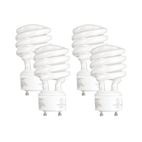 (Pack of 4) 23 Watt Mini Spiral - GU24 Base - (100W Equivalent) - T2 Mini-Twist - CFL Light Bulb (Cool White (4100K))